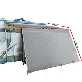 Weisshorn 12ft Caravan Awning Fabric & Privacy Screen RV Roll Out Sun Shade 3.4M - SportZone.co.nz
