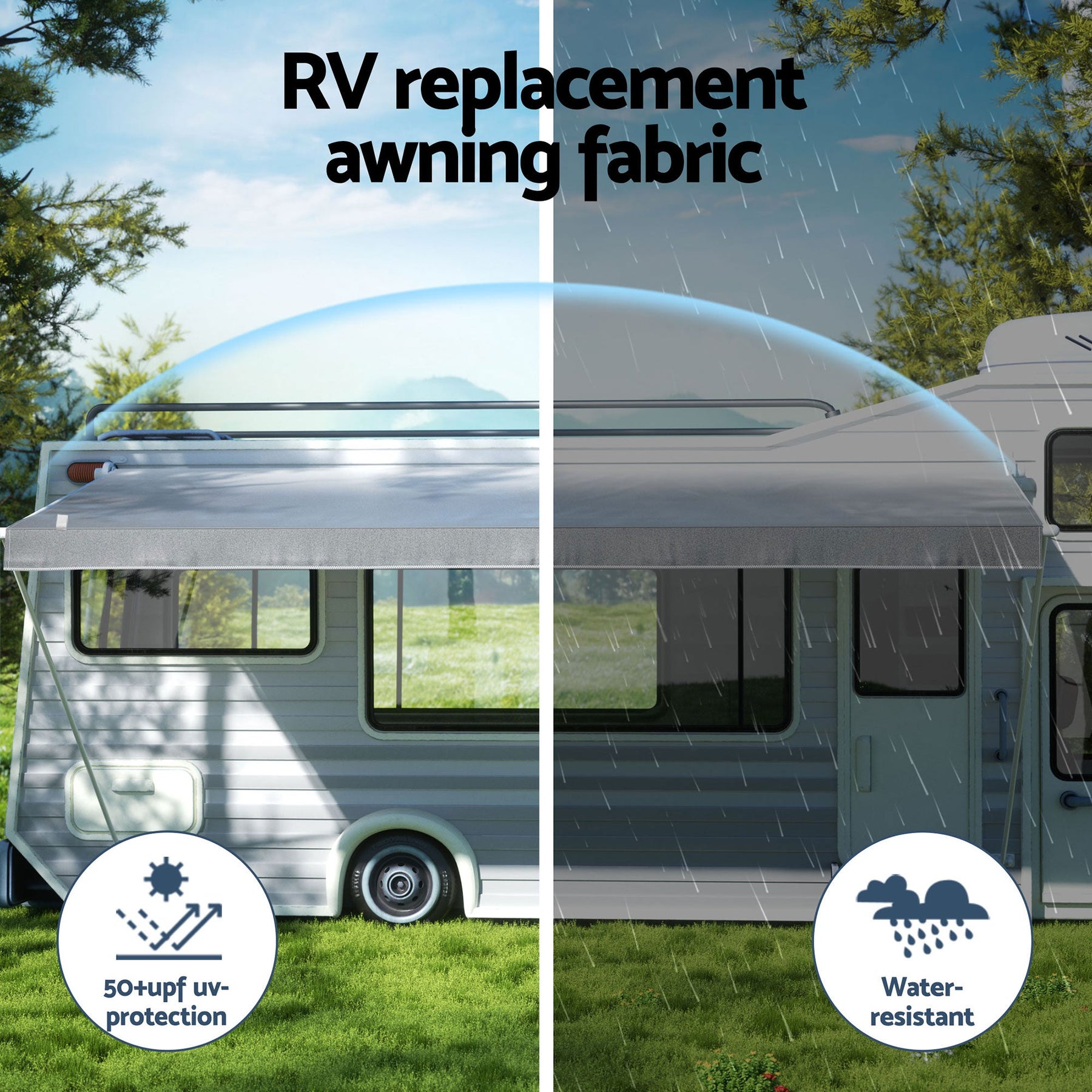 Weisshorn 18ft Caravan Awning Fabric & Privacy Screen RV Roll Out Sun Shade 5.2M - SportZone.co.nz