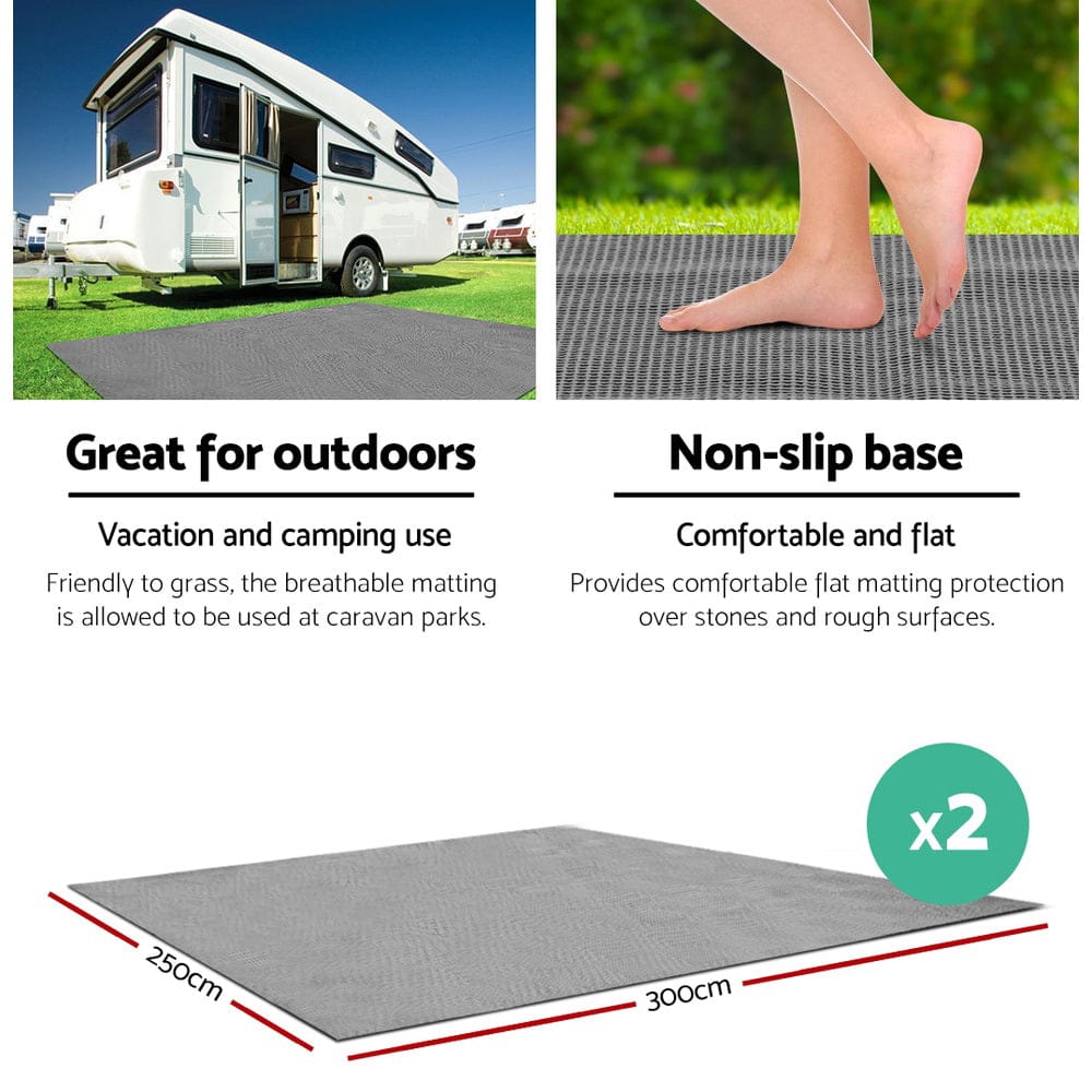 Weisshorn 3M X 2.5M Annex Matting Floor Mats Mesh Caravan Camping Annexe 2pcs - SportZone.co.nz
