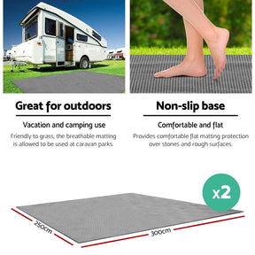 Weisshorn 3M X 2.5M Annex Matting Floor Mats Mesh Caravan Camping Annexe 2pcs - SportZone.co.nz