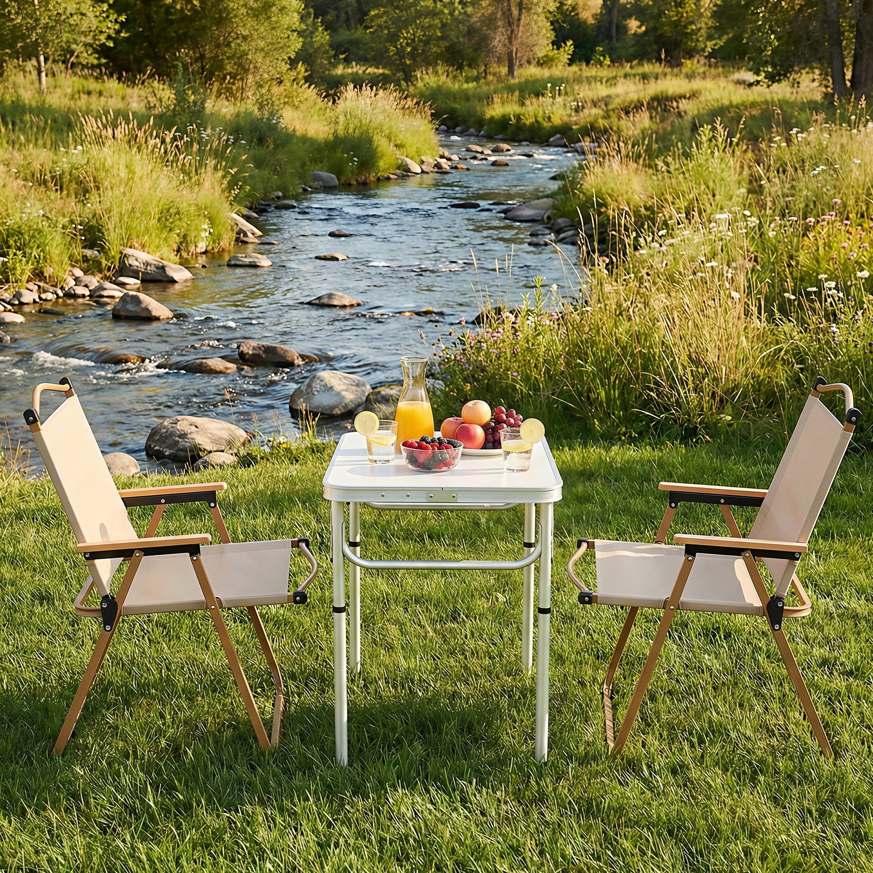 Weisshorn 3pc Camping Table Chair Set Outdoor Folding Aluminium Portable Picnic - SportZone.co.nz