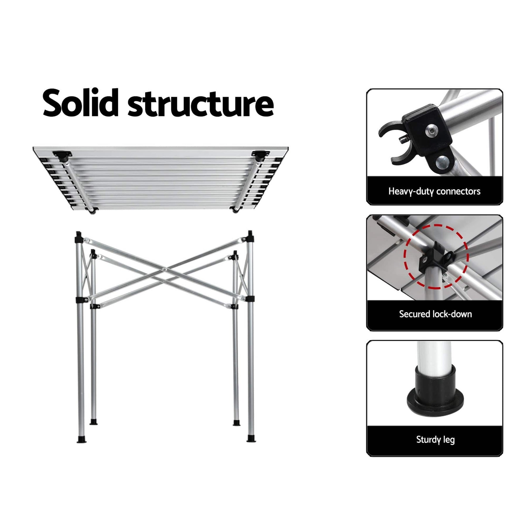 Weisshorn 3pc Camping Table Chair Set Outdoor Folding Aluminium Portable Picnic - SportZone.co.nz