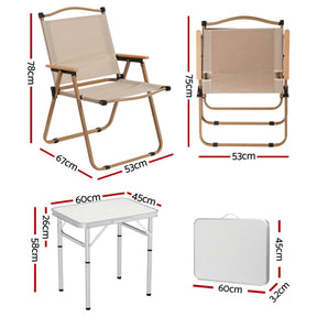 Weisshorn 3pc Camping Table Chair Set Outdoor Folding Aluminium Portable Picnic - SportZone.co.nz