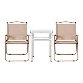 Weisshorn 3pc Camping Table Chair Set Outdoor Folding Aluminium Portable Picnic - SportZone.co.nz