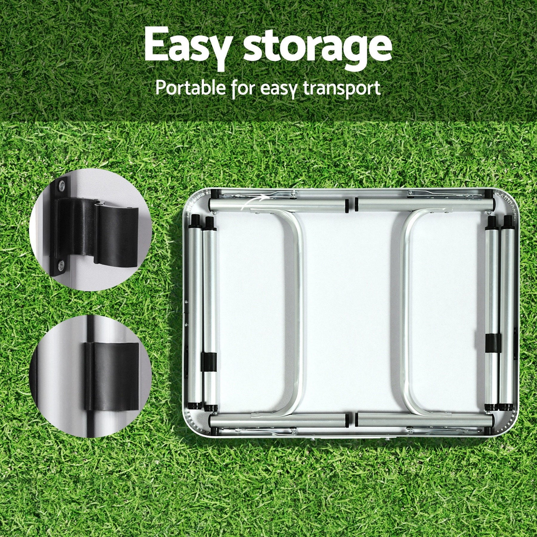 Weisshorn 3pc Camping Table Chair Set Outdoor Folding Aluminium Portable Picnic - SportZone.co.nz