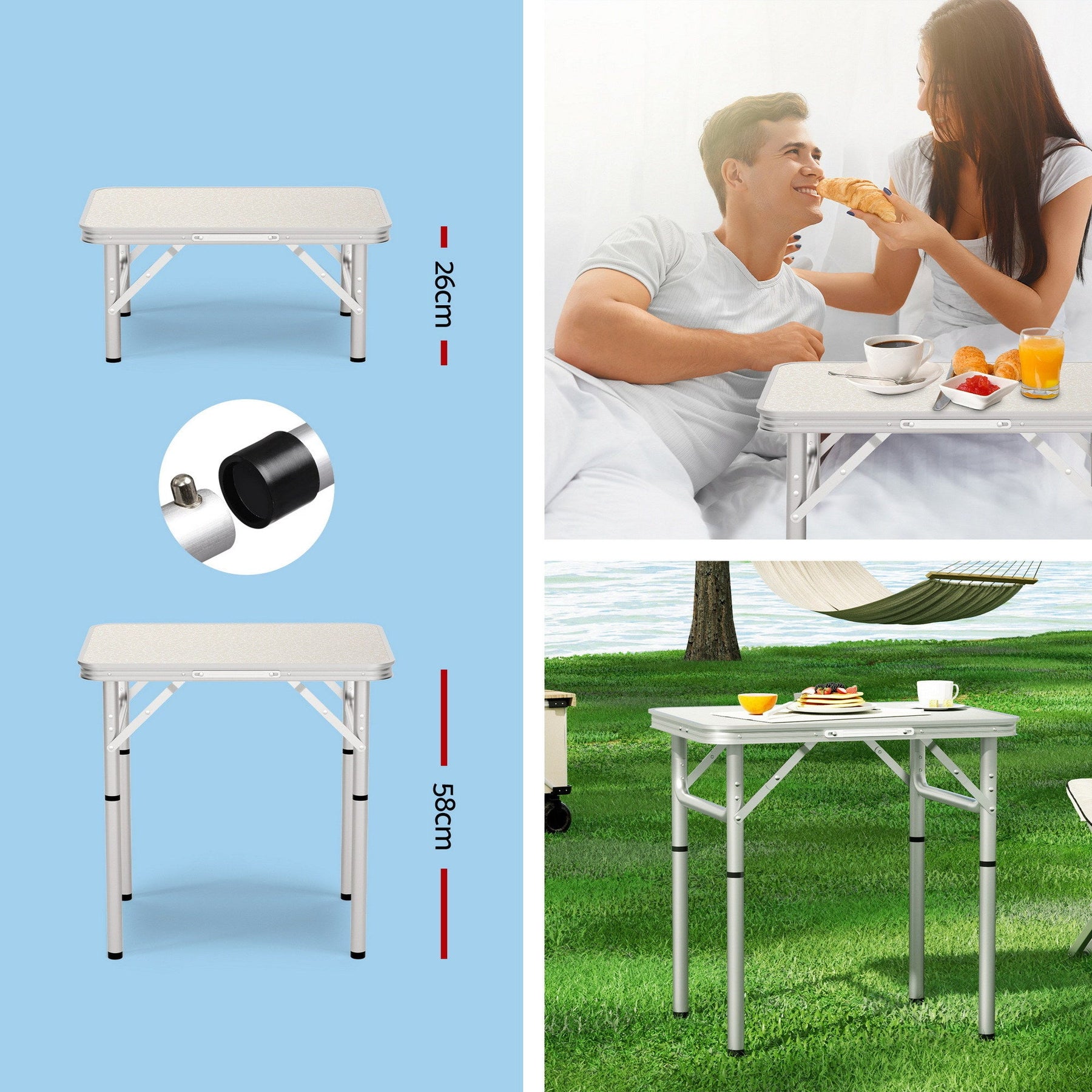 Weisshorn 3pc Camping Table Chair Set Outdoor Folding Aluminium Portable Picnic - SportZone.co.nz