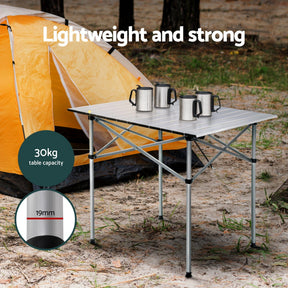 Weisshorn 3pc Camping Table Chair Set Outdoor Folding Aluminium Portable Picnic - SportZone.co.nz