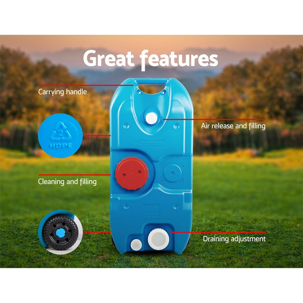 Weisshorn 40L Portable Wheel Water Tank Camping Caravan Storage Blue - SportZone.co.nz