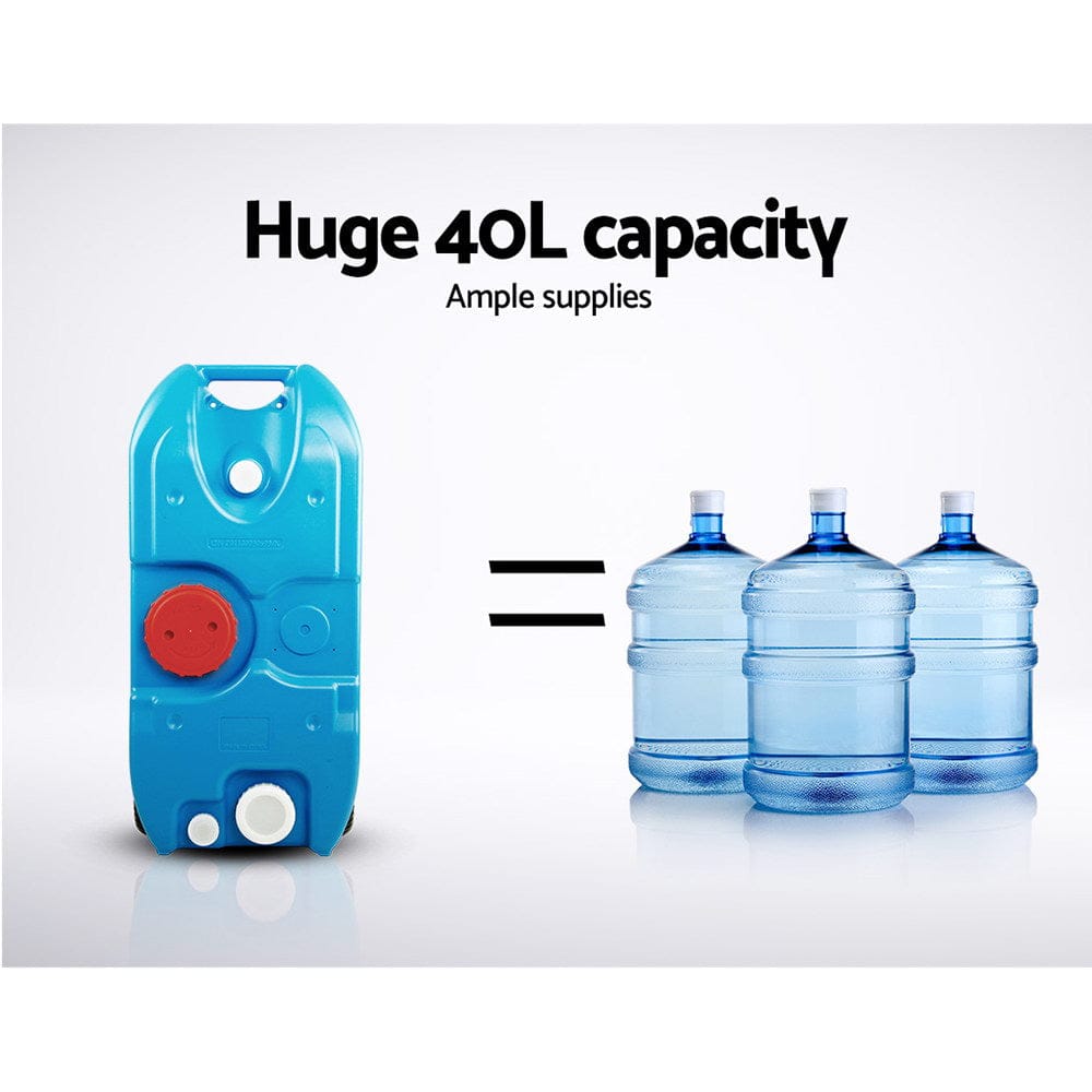 Weisshorn 40L Portable Wheel Water Tank Camping Caravan Storage Blue - SportZone.co.nz