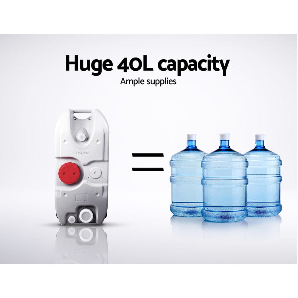 Weisshorn 40L Portable Wheel Water Tank Camping Caravan Storage Grey - SportZone.co.nz