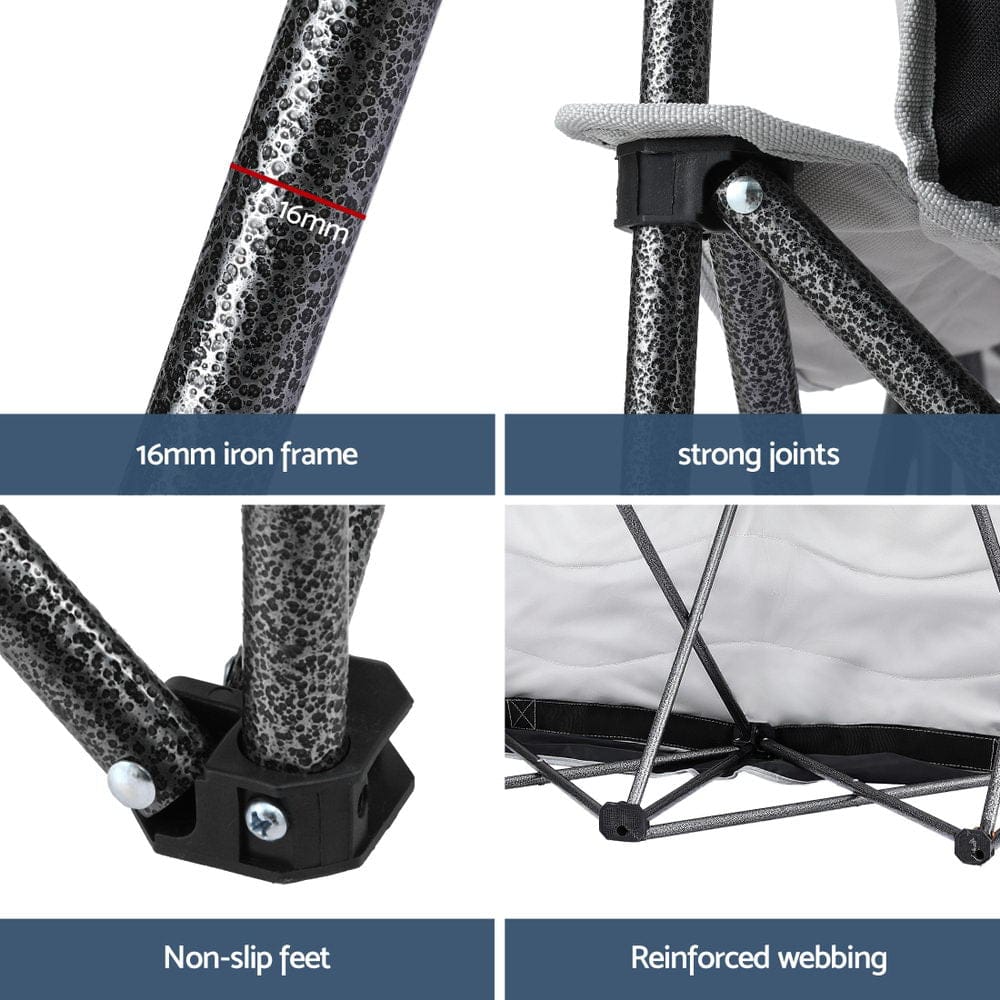 Weisshorn Camping Chair Double Folding Moon Chair Portable Seat 240KG - SportZone.co.nz