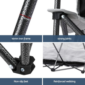 Weisshorn Camping Chair Double Folding Moon Chair Portable Seat 240KG - SportZone.co.nz