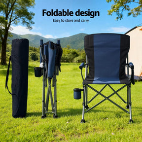 Weisshorn Camping Chair Folding Outdoor Portable Seat Lightweight Beach Picnic Fishing Capacity 120KG Navy Blue - SportZone.co.nz