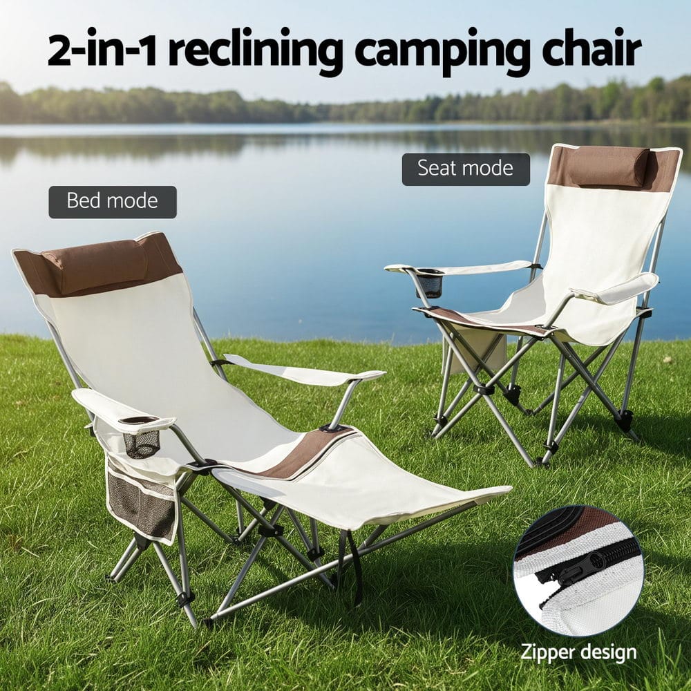 Weisshorn Camping Chair Reclining Adjustable Portable Outdoor Folding Lightweight - SportZone.co.nz