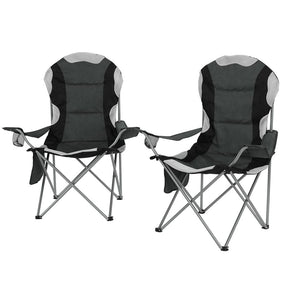Weisshorn Camping Folding Chair Portable Outdoor Hiking Fishing Picnic Grey 2pcs - SportZone.co.nz