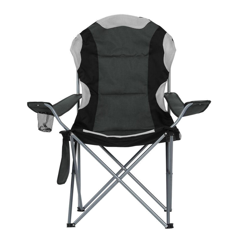 Weisshorn Camping Folding Chair Portable Outdoor Hiking Fishing Picnic Grey 2pcs - SportZone.co.nz