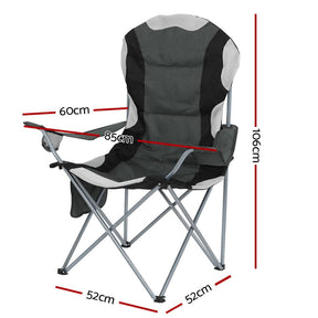 Weisshorn Camping Folding Chair Portable Outdoor Hiking Fishing Picnic Grey 2pcs - SportZone.co.nz