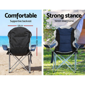 Weisshorn Camping Folding Chair Portable Outdoor Hiking Fishing Picnic Navy 2pcs - SportZone.co.nz