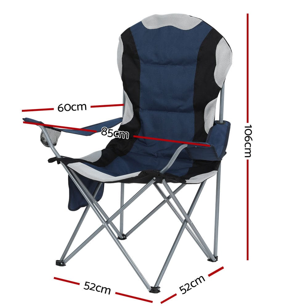 Weisshorn Camping Folding Chair Portable Outdoor Hiking Fishing Picnic Navy 2pcs - SportZone.co.nz