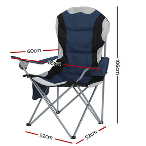 Weisshorn Camping Folding Chair Portable Outdoor Hiking Fishing Picnic Navy 2pcs - SportZone.co.nz