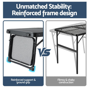 Weisshorn Camping Table Mesh Desktop Lightweight Portable Outdoor Folding Grill Desk - SportZone.co.nz