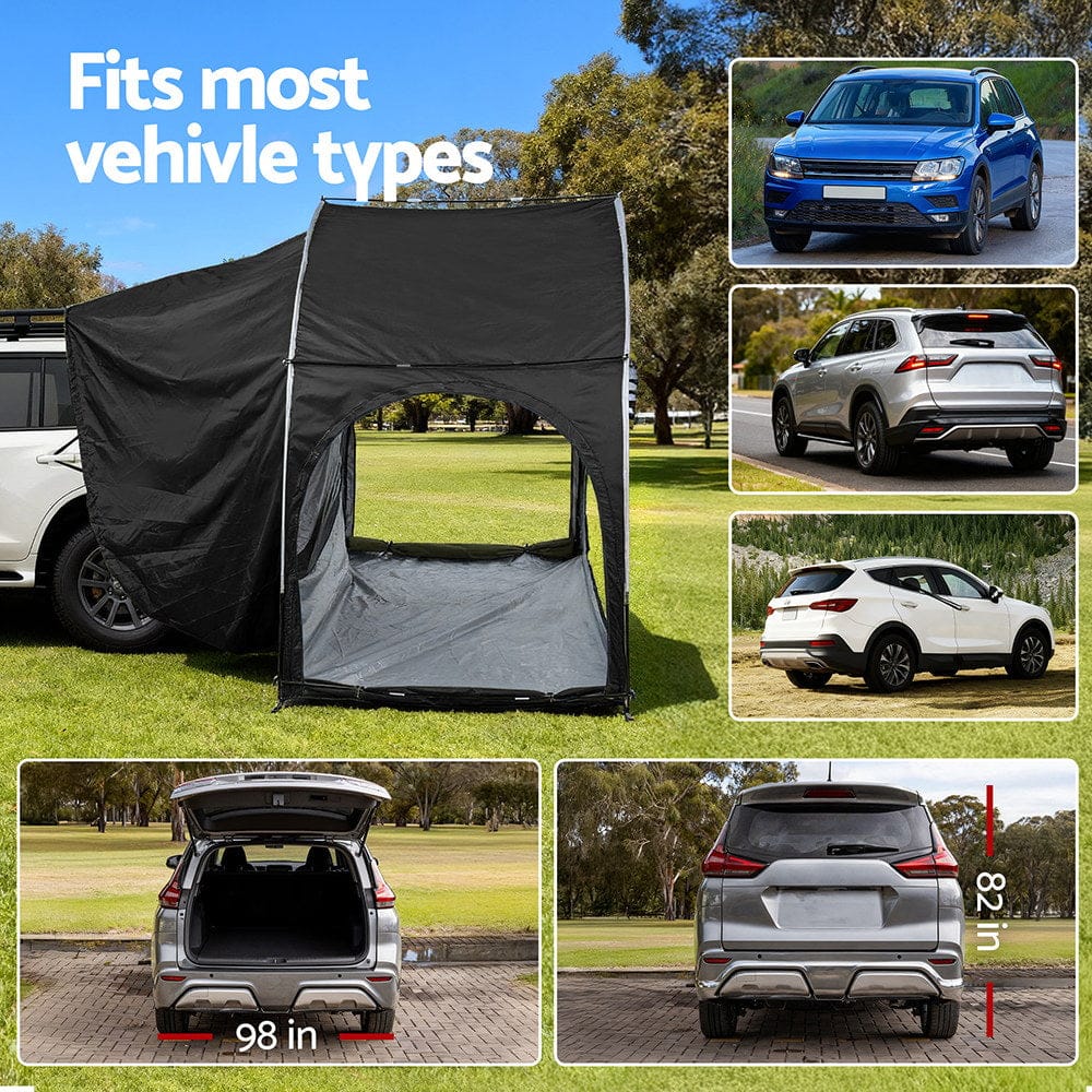 Weisshorn Camping Tent Car SUV Rear Hatchback Tents Canopy Portable Outdoor Family Black - SportZone.co.nz