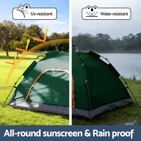 Weisshorn Camping Tent Instant Tent Pop up 2 Person Outdoor Hiking Tents Hiking Green - SportZone.co.nz