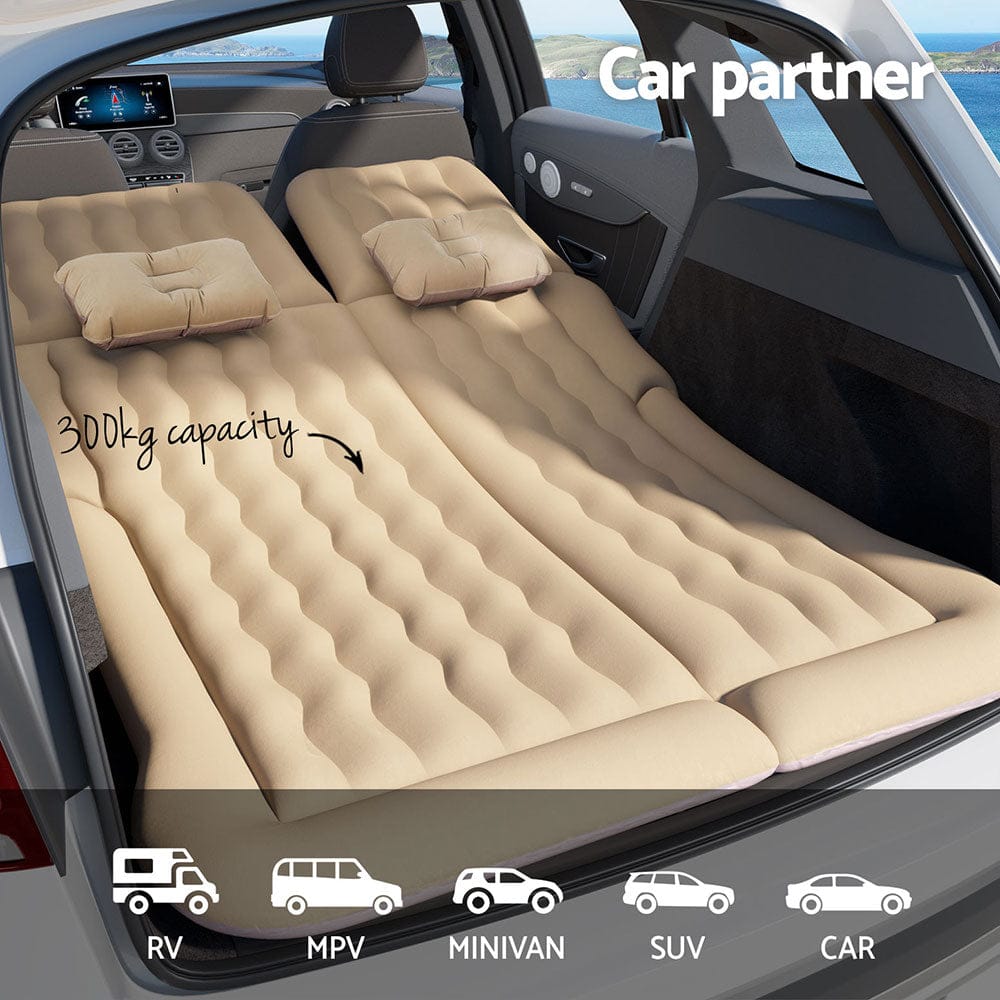 Weisshorn Car Mattress 175x130 Inflatable SUV Back Seat Camping Bed Beige - SportZone.co.nz