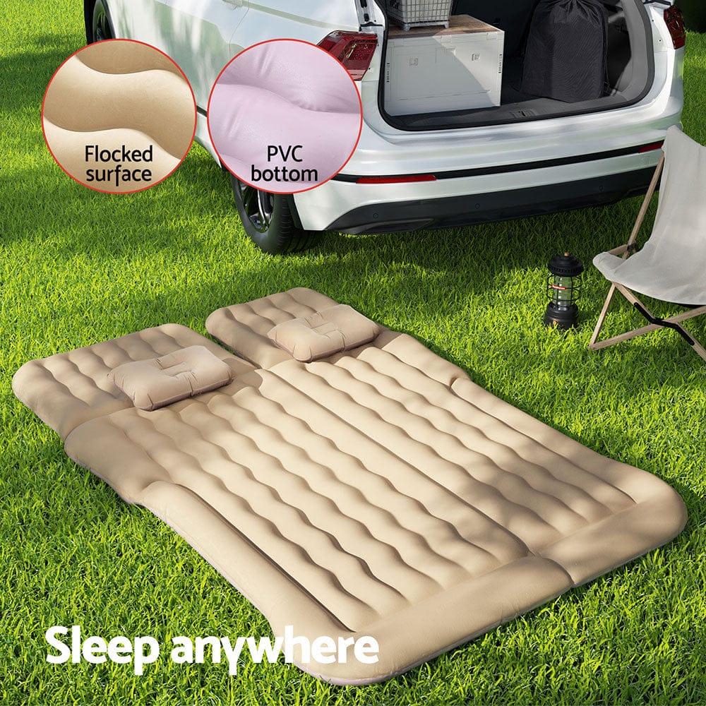 Weisshorn Car Mattress 175x130 Inflatable SUV Back Seat Camping Bed Beige - SportZone.co.nz