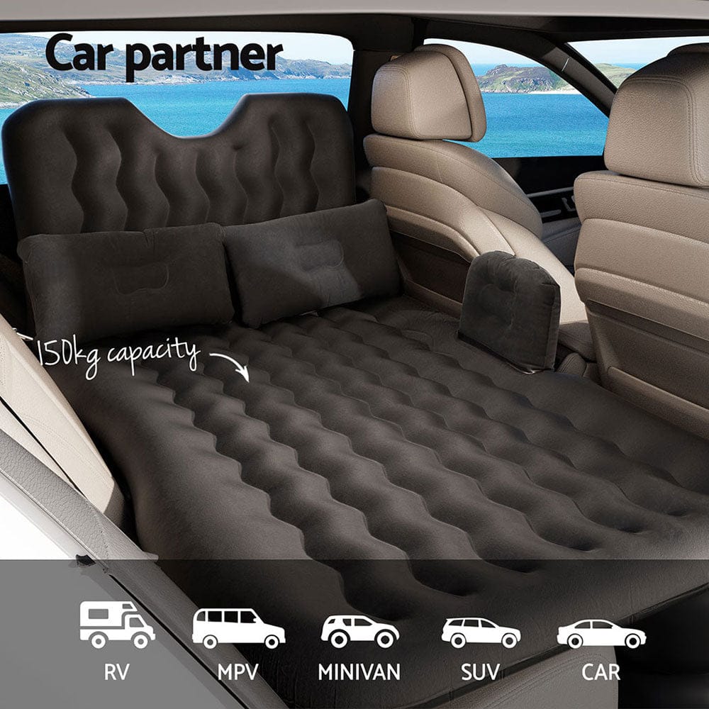 Weisshorn Car Mattress 176x80 Inflatable SUV Back Seat Camping Bed Charcoal - SportZone.co.nz