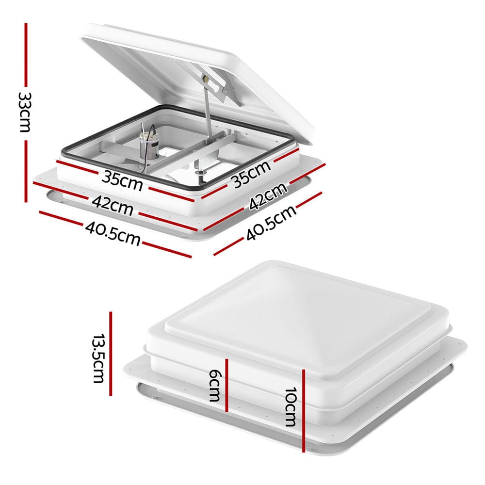 Weisshorn Caravan Roof Vent Fan Air Exhaust Hatch 12V RV Motorhome Camper White - SportZone.co.nz