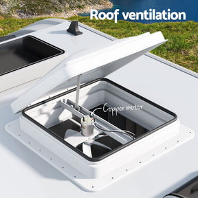 Weisshorn Caravan Roof Vent Fan Air Exhaust Hatch 12V RV Motorhome Camper White - SportZone.co.nz