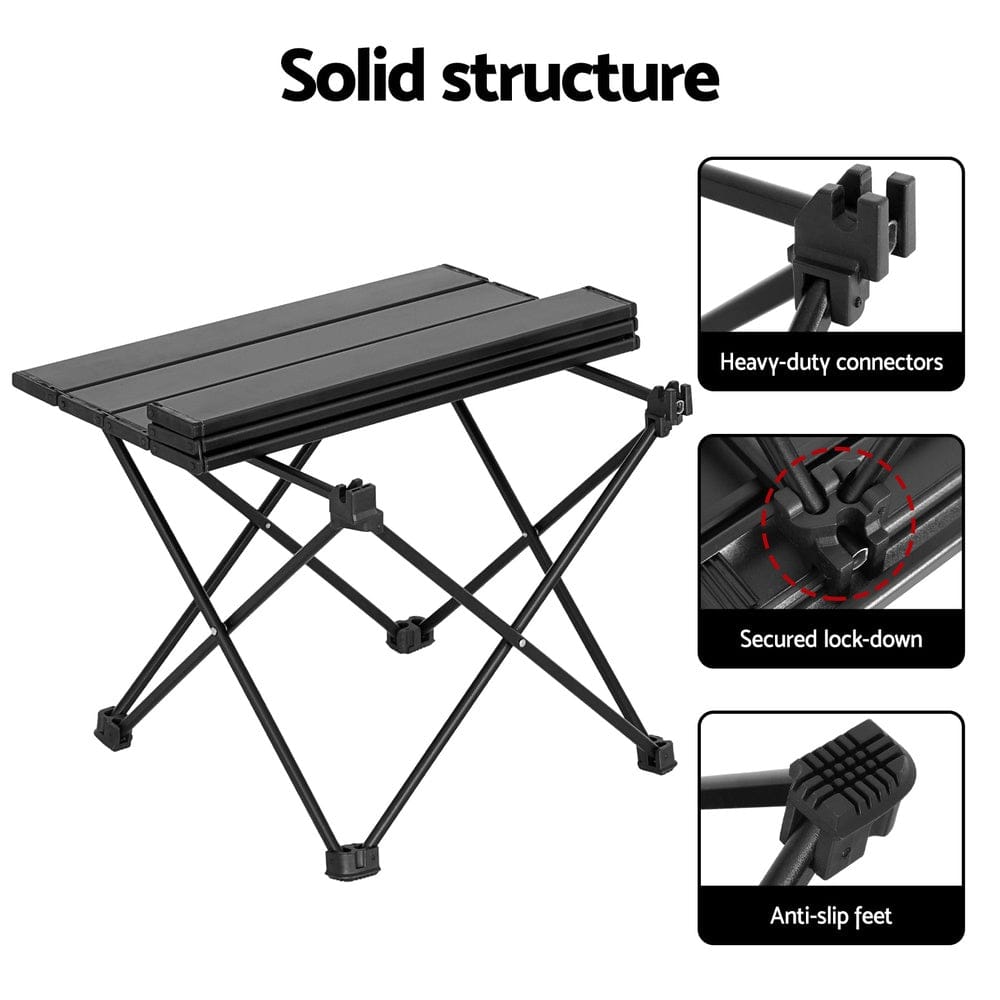 Weisshorn Folding Camping Table 40CM Roll Up Outdoor Picnic BBQ Aluminium Desk - SportZone.co.nz