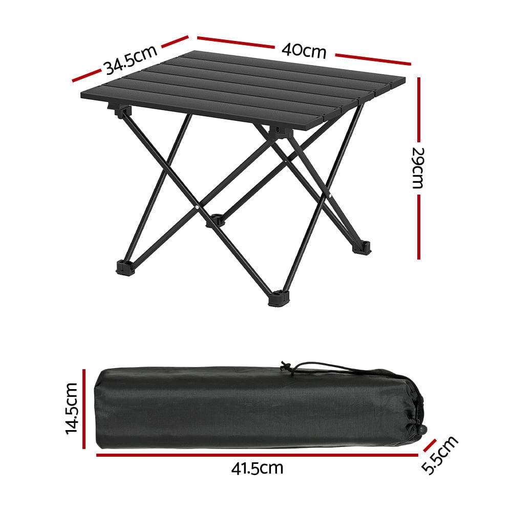 Weisshorn Folding Camping Table 40CM Roll Up Outdoor Picnic BBQ Aluminium Desk - SportZone.co.nz