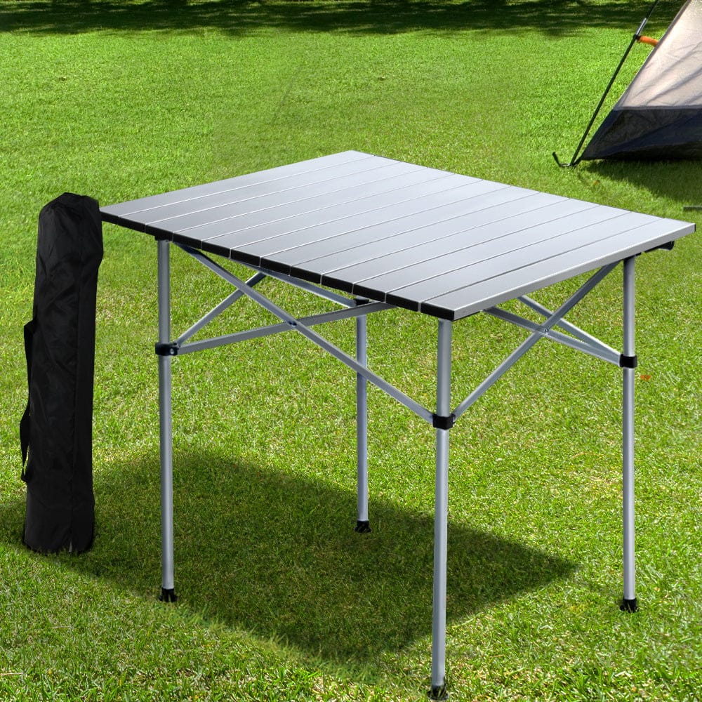 Weisshorn Folding Camping Table 70CM Roll Up Outdoor Picnic BBQ Aluminium Desk - SportZone.co.nz