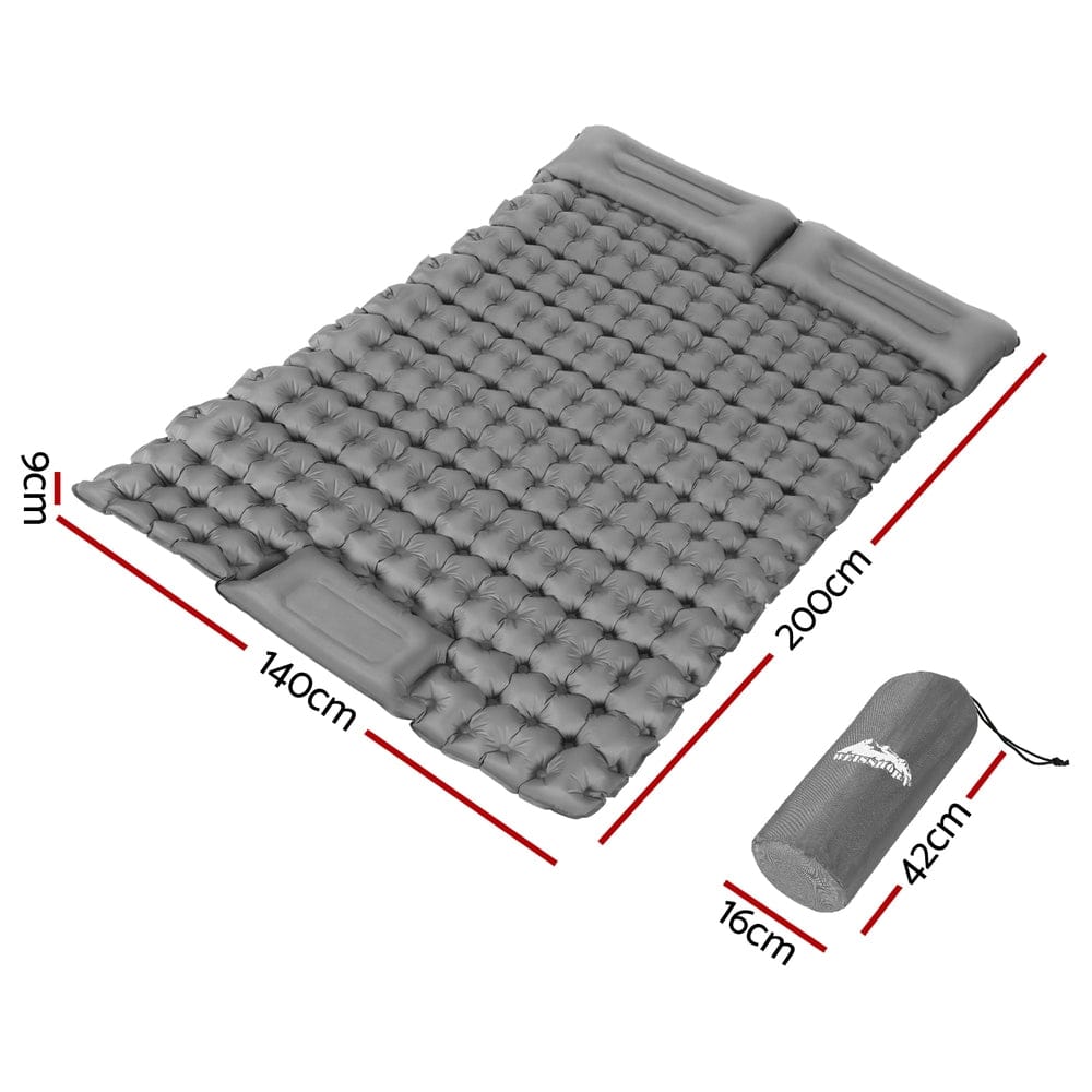 Weisshorn Self Inflating Mattress Camping Sleeping Mat Air Bed Double Pillow Bag - SportZone.co.nz