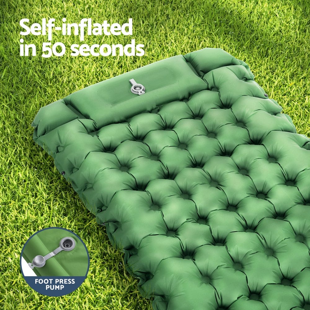 Weisshorn Self Inflating Mattress Camping Sleeping Mat Air Bed Pad Single Pillow - SportZone.co.nz