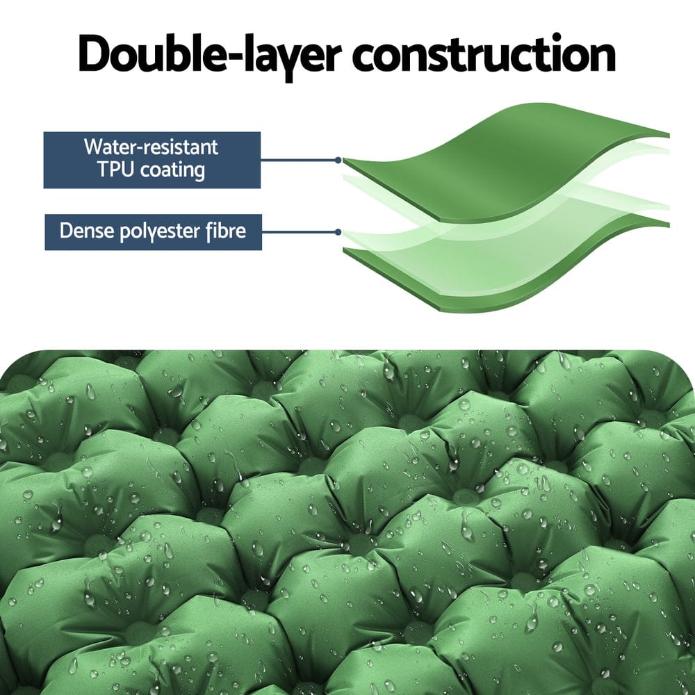 Weisshorn Self Inflating Mattress Camping Sleeping Mat Air Bed Pad Single Pillow - SportZone.co.nz