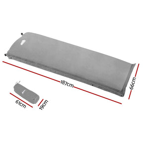 Weisshorn Self Inflating Mattress Camping Sleeping Mat Air Bed Single Grey - SportZone.co.nz
