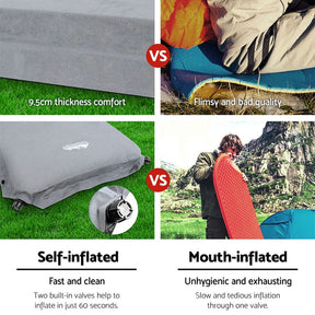 Weisshorn Self Inflating Mattress Camping Sleeping Mat Air Bed Single Grey - SportZone.co.nz
