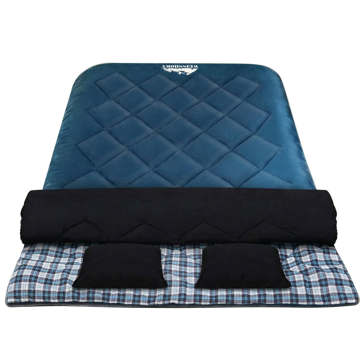 Weisshorn Sleeping Bag Double Pillow Thermal Camping Hiking Tent Blue -10&deg;C