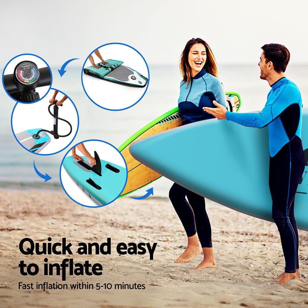 Weisshorn Stand Up Paddle Board 10.5ft Inflatable SUP Surfboard Paddleboard Kayak Surf Green - SportZone.co.nz