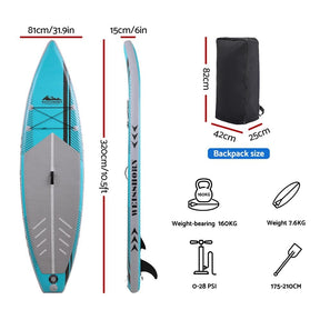 Weisshorn Stand Up Paddle Board 10.5ft Inflatable SUP Surfboard Paddleboard Kayak Surf Green - SportZone.co.nz