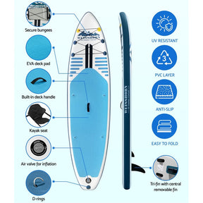 Weisshorn Stand Up Paddle Board 10.6ft Inflatable SUP Surfboard Paddleboard Kayak Surf Blue - SportZone.co.nz