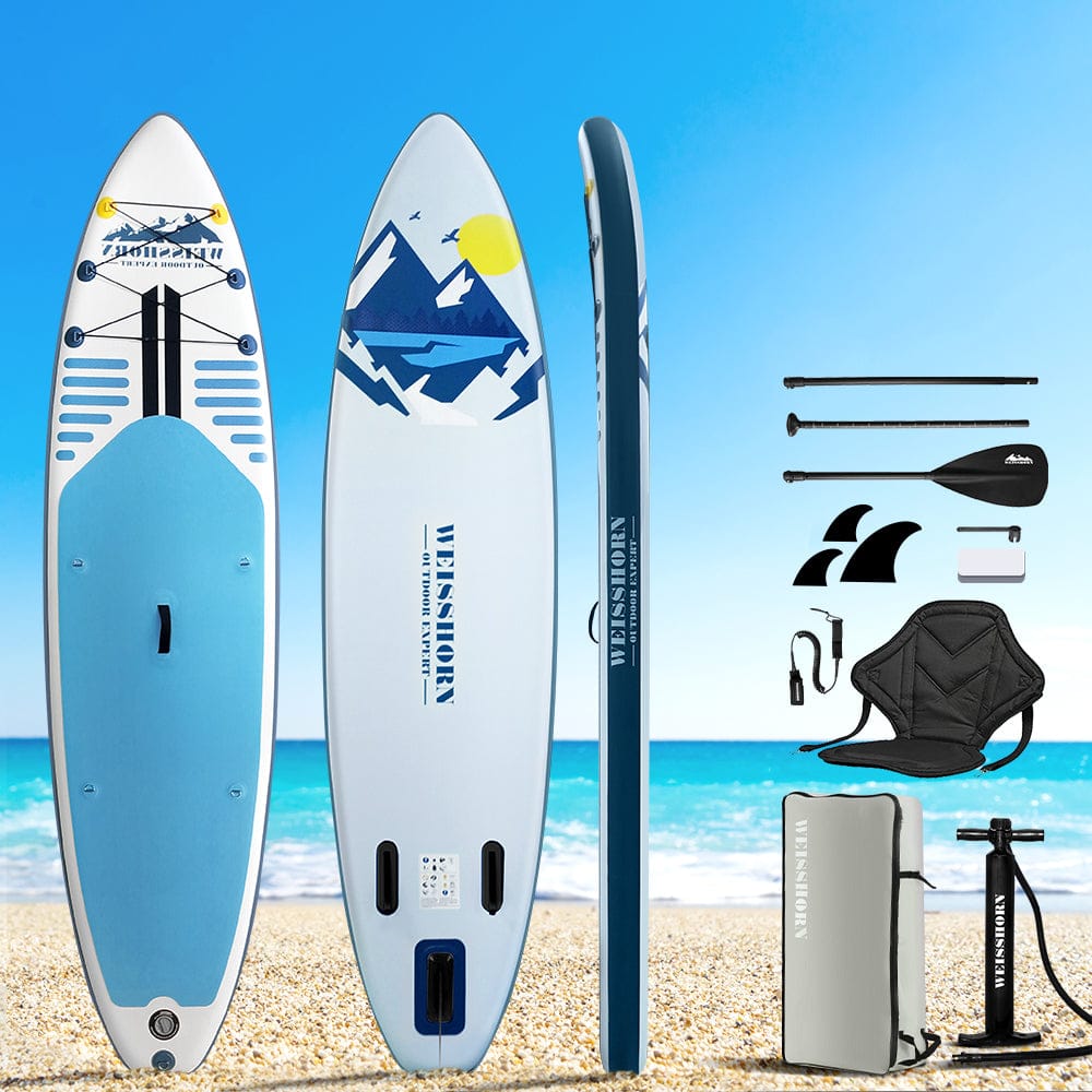 Weisshorn Stand Up Paddle Board 10.6ft Inflatable SUP Surfboard Paddleboard Kayak Surf Blue - SportZone.co.nz