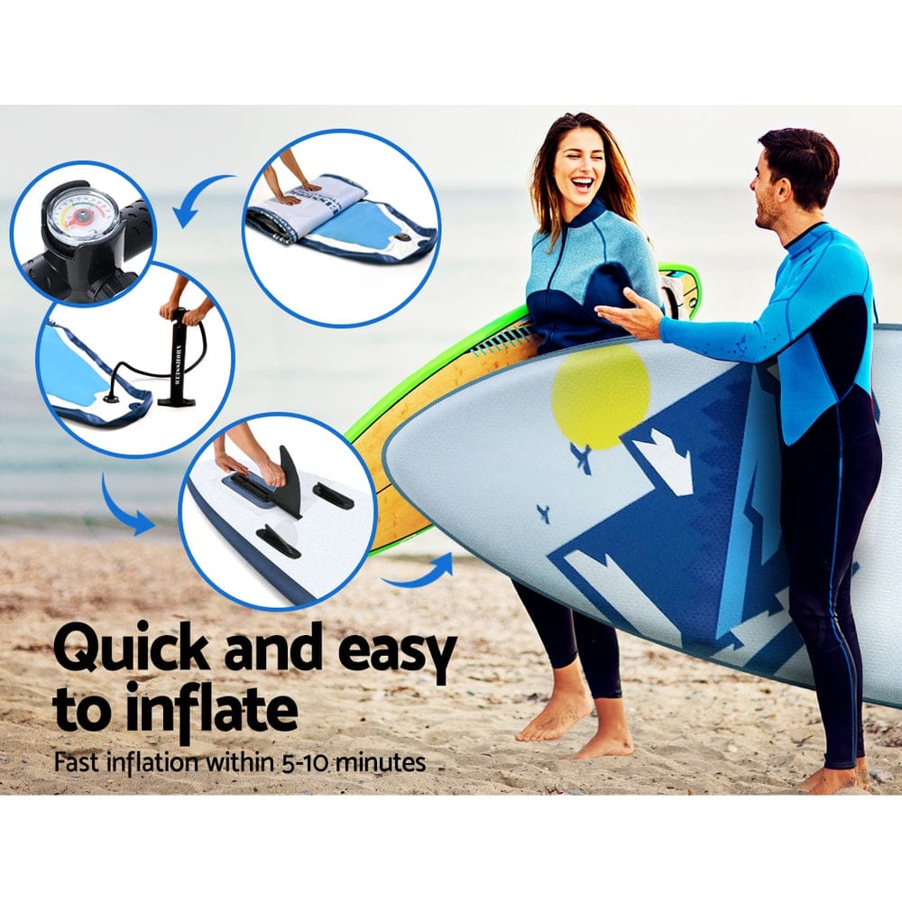 Weisshorn Stand Up Paddle Board 10.6ft Inflatable SUP Surfboard Paddleboard Kayak Surf Blue - SportZone.co.nz