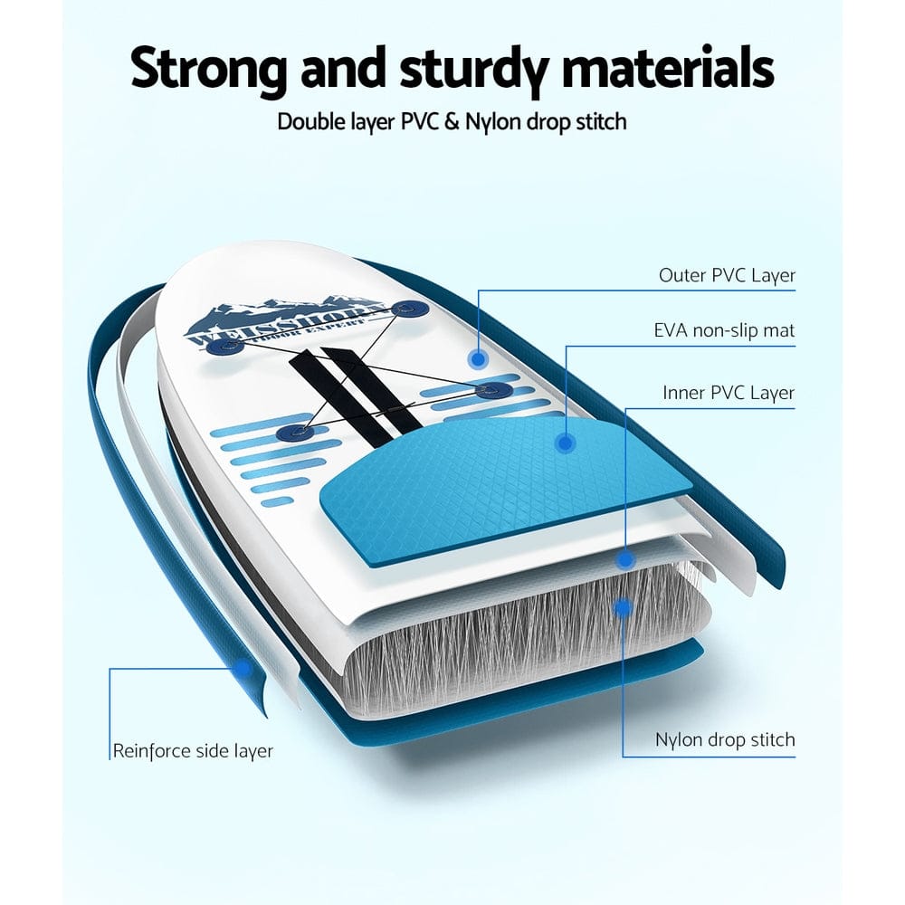 Weisshorn Stand Up Paddle Board 10.6ft Inflatable SUP Surfboard Paddleboard Kayak Surf Blue - SportZone.co.nz