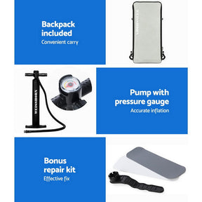 Weisshorn Stand Up Paddle Board 11ft Inflatable SUP Surfboard Paddleboard Kayak Surf Black - SportZone.co.nz