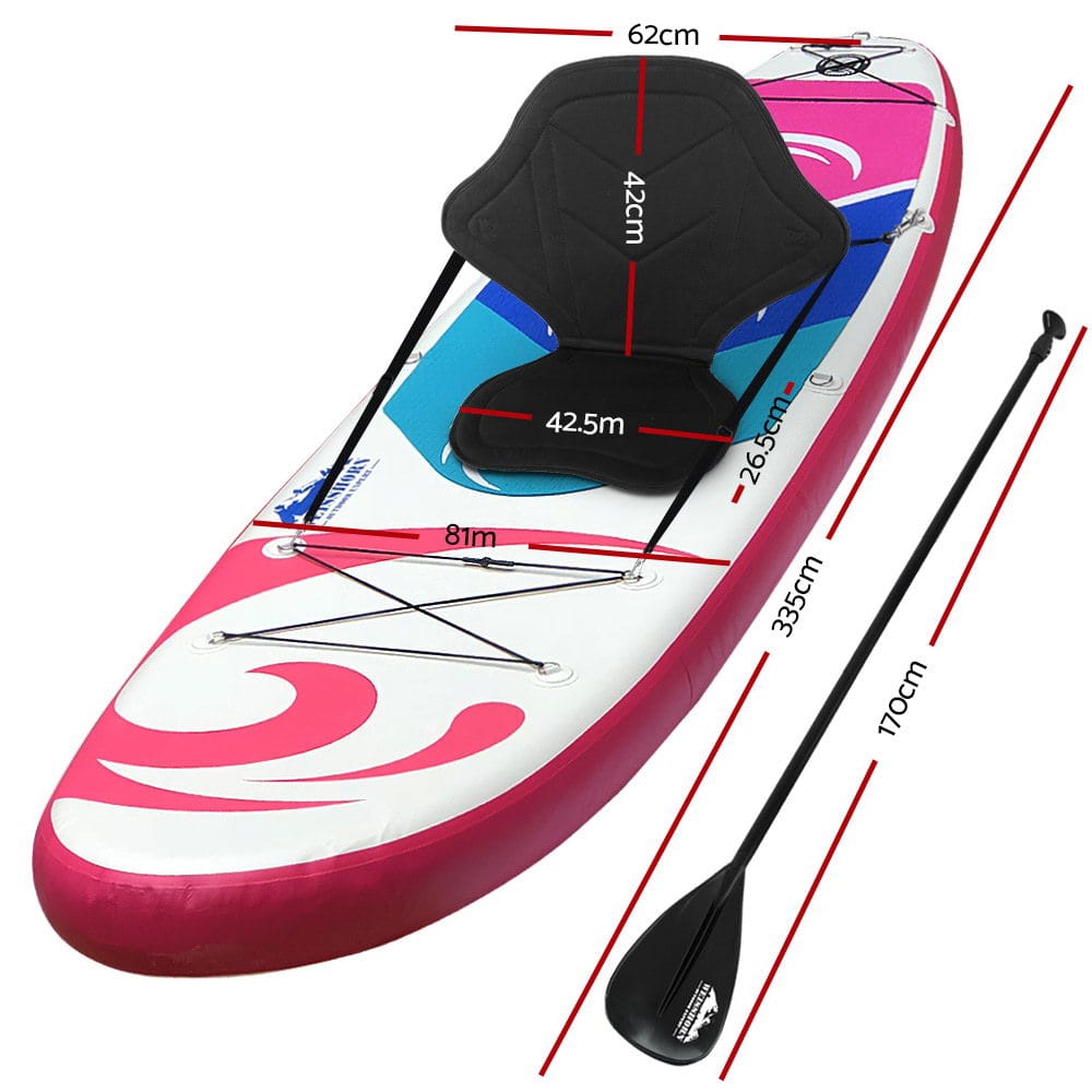 Weisshorn Stand Up Paddle Board 11ft Inflatable SUP Surfboard Paddleboard Kayak Surf Pink - SportZone.co.nz