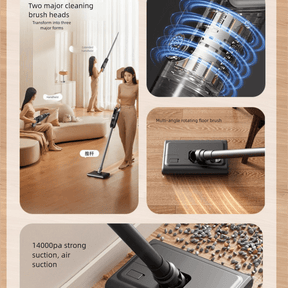 White Wireless Stick Vacuum Cleaner with 14000Pa Suction, HEPA Filter & 350ml Water Tank for Wet Dry Cleaning, Ideal for Home Use - SportZone.co.nz